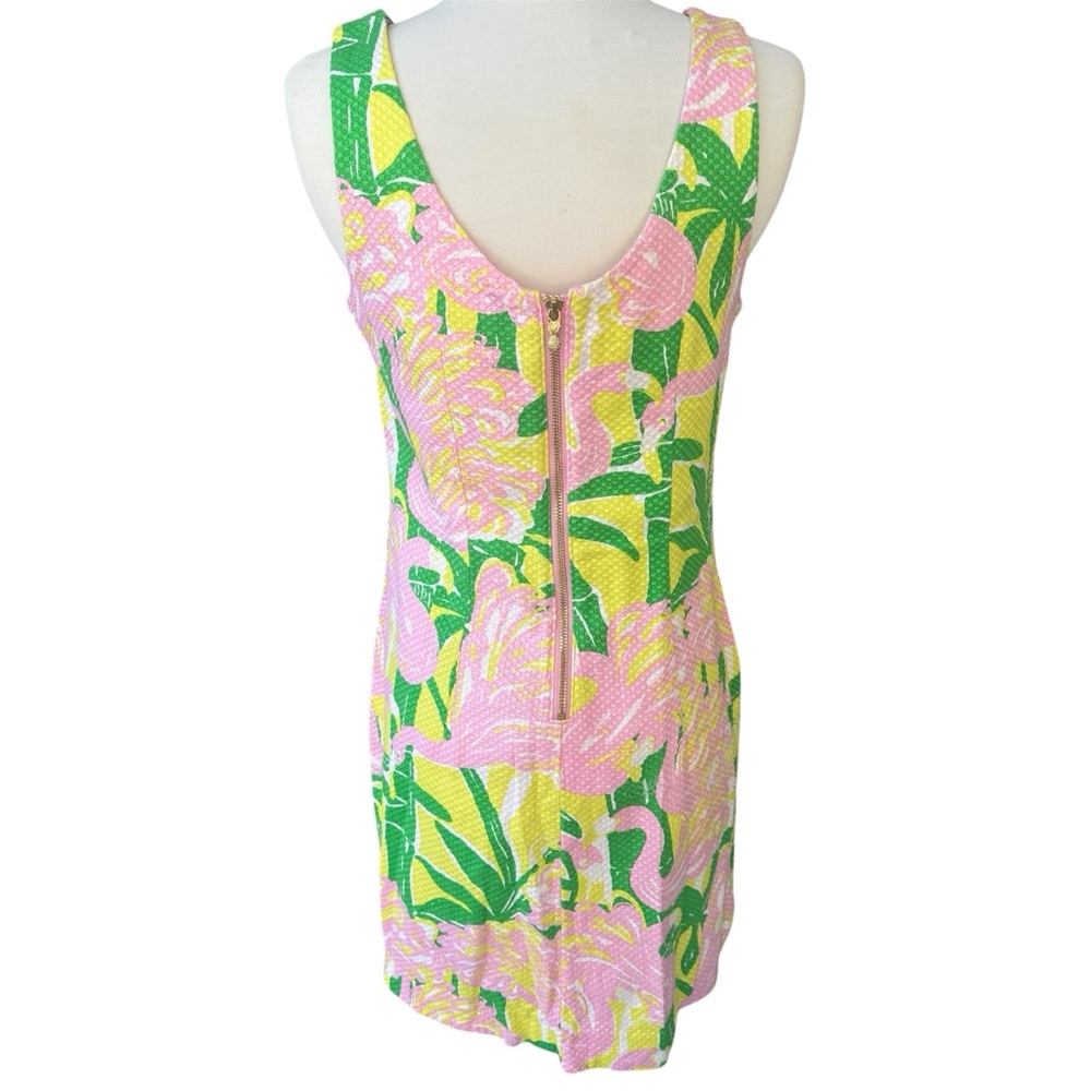 Lilly Pulitzer Flamingo Fan Dance Shift Dress Sz 8 Tropical Pink Green Resort - Picture 4 of 9